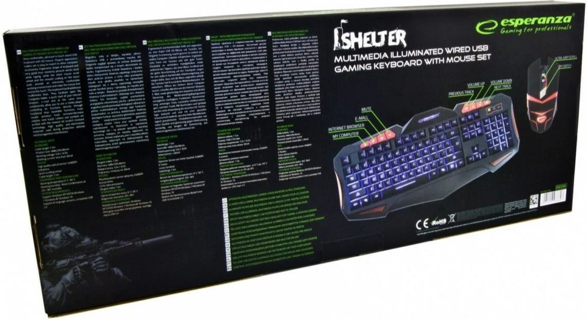 Set žične tipkovnice in miške z osvetlitvijo za nazaj Esperanza EGK3000