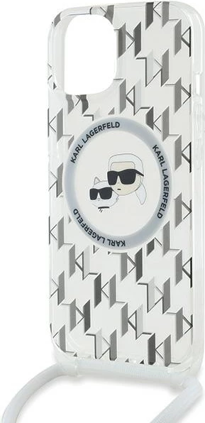 Prozoren ovoj z monogramom Karl & Choupette MagSafe za iPhone 15/14/13, Karl Lagerfeld IML Crossbody