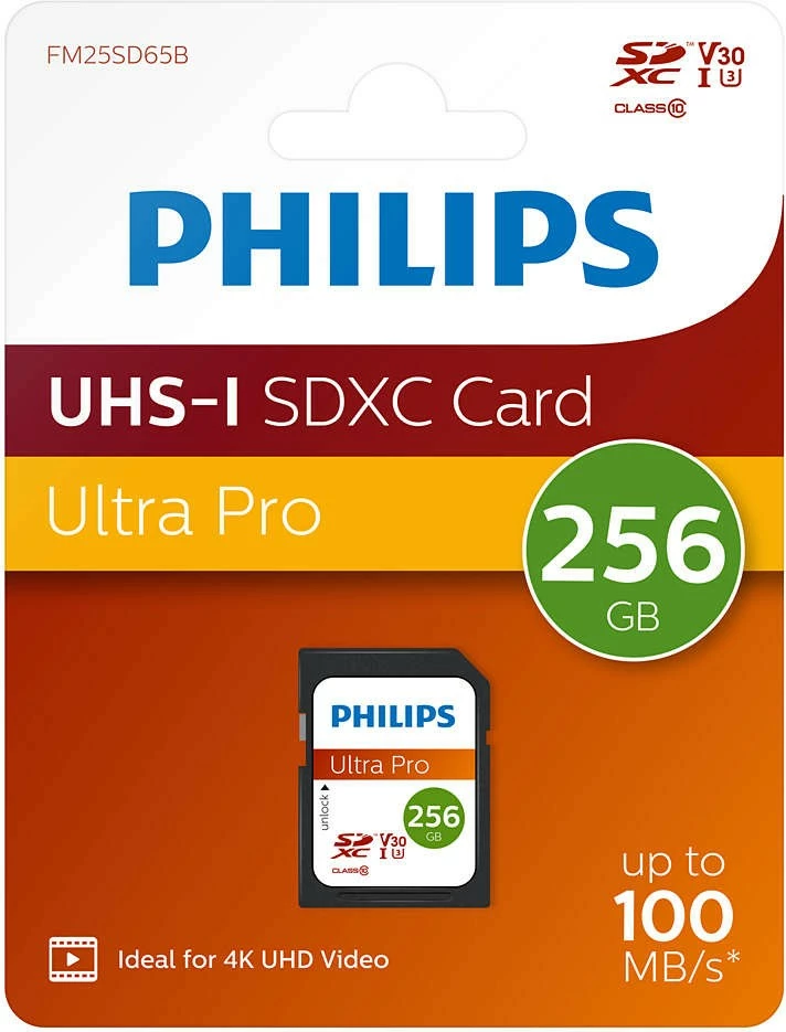 Kartica SDXC 256 GB Ultra Pro, Philips FM25SD65B, Class 10, UHS-I, V30, črna