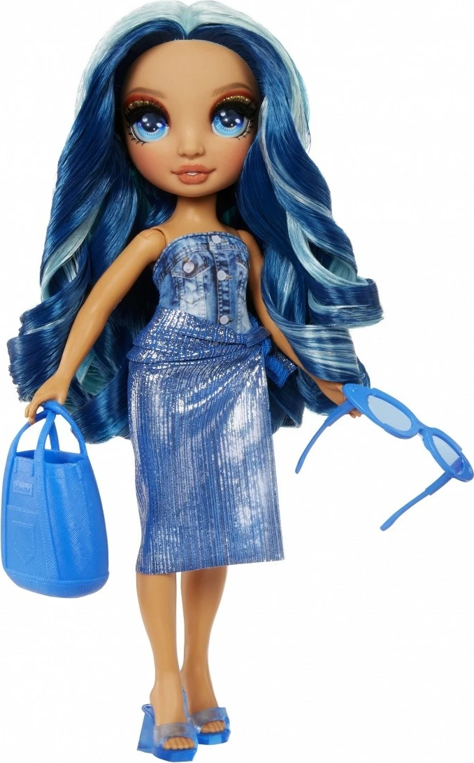 Modna lutka Rainbow High Swim Style Skyler, MGA, 507307-EUC, s dodatki, modra