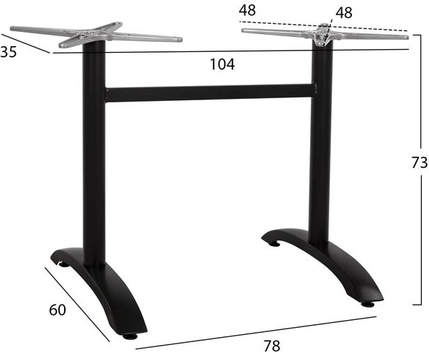 Aluminijasta osnova 2 nogi FH461.01 Črna mat 78x60x73