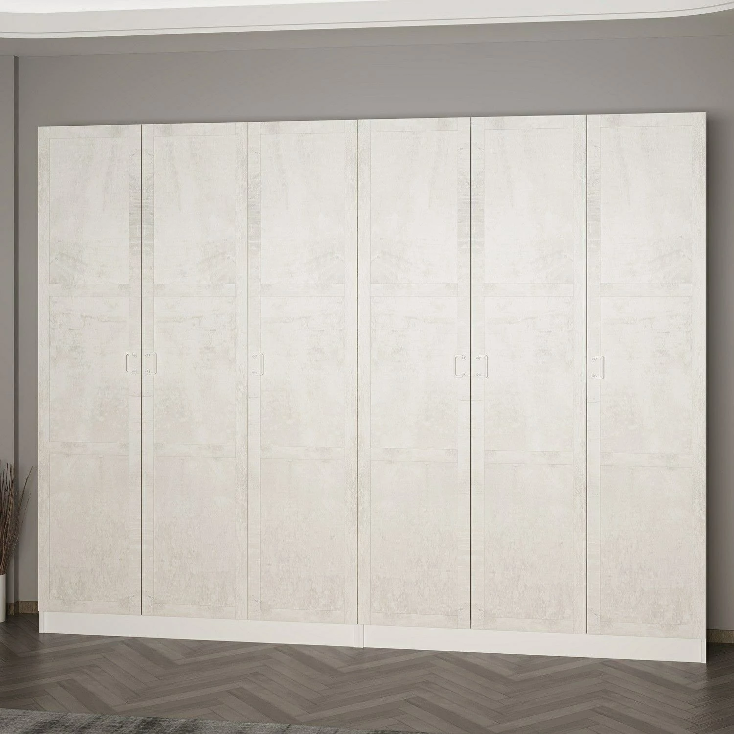 Garderobna stena Noah Skye Decor, bela, 270x210x35 cm, 6-delna