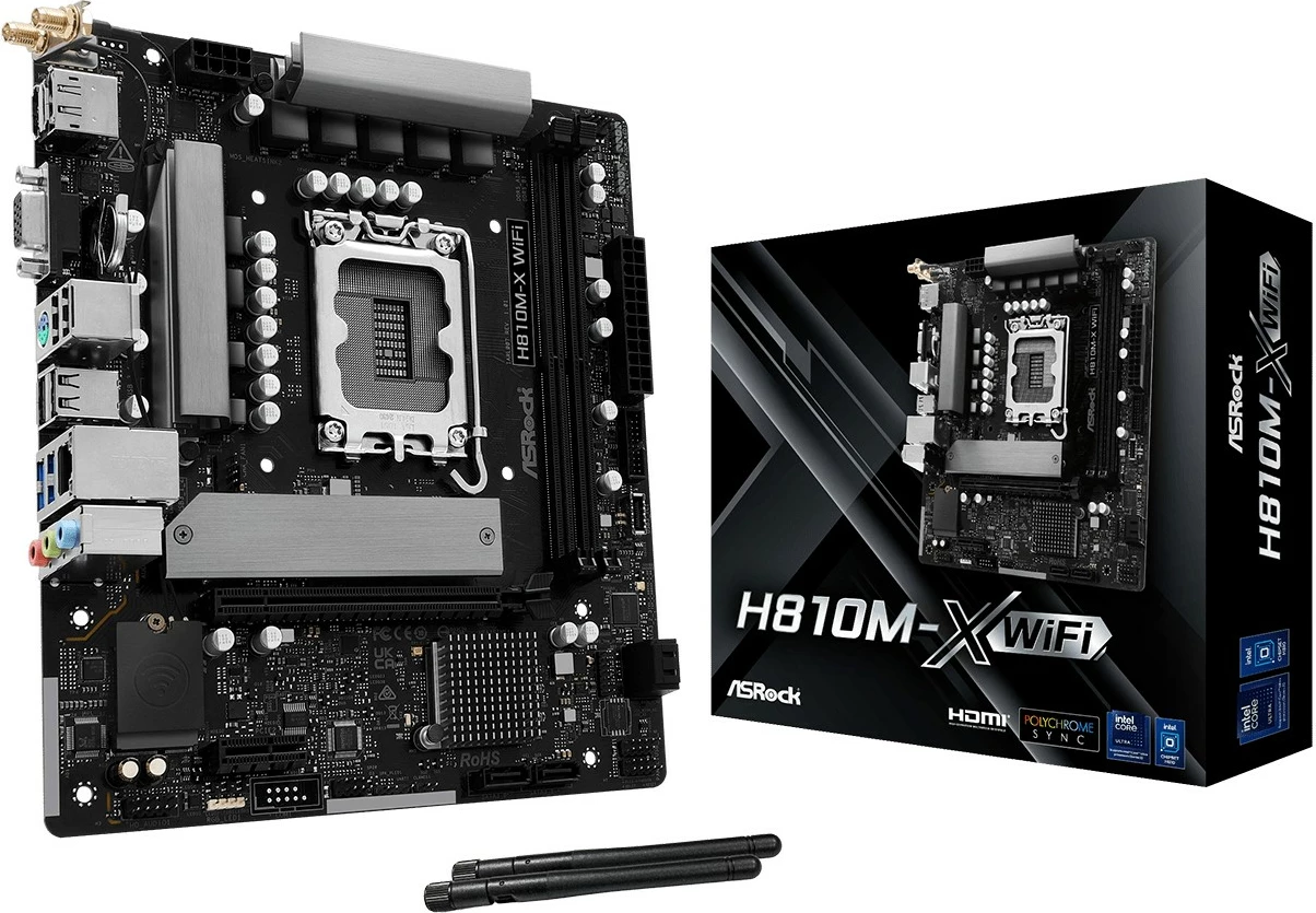 Plošča ASRock H810M-X WiFi micro ATX, Intel H810, WiFi, Bluetooth, črna