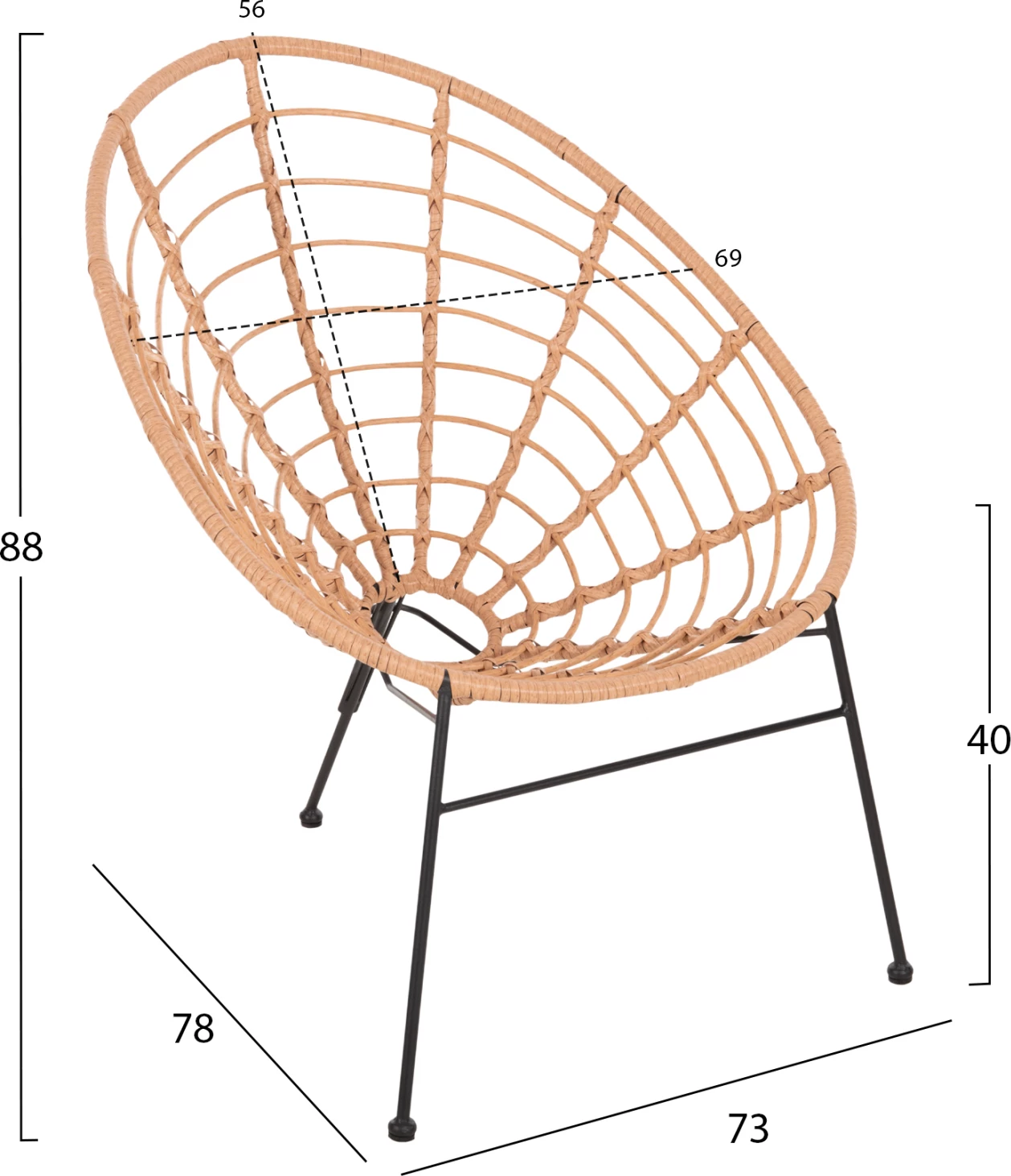 Zunanji lounge set 3 kosi ALLEGRA FH21047.11 bež sintetični ratan-črna kovina
