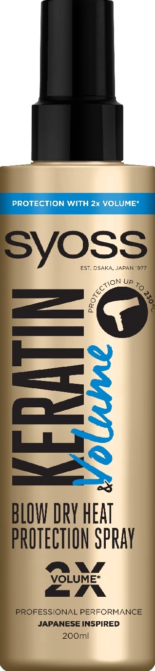 Sprej za volumen in zaščito pred toploto Keratin & Volume Syoss za ženske 200 ml