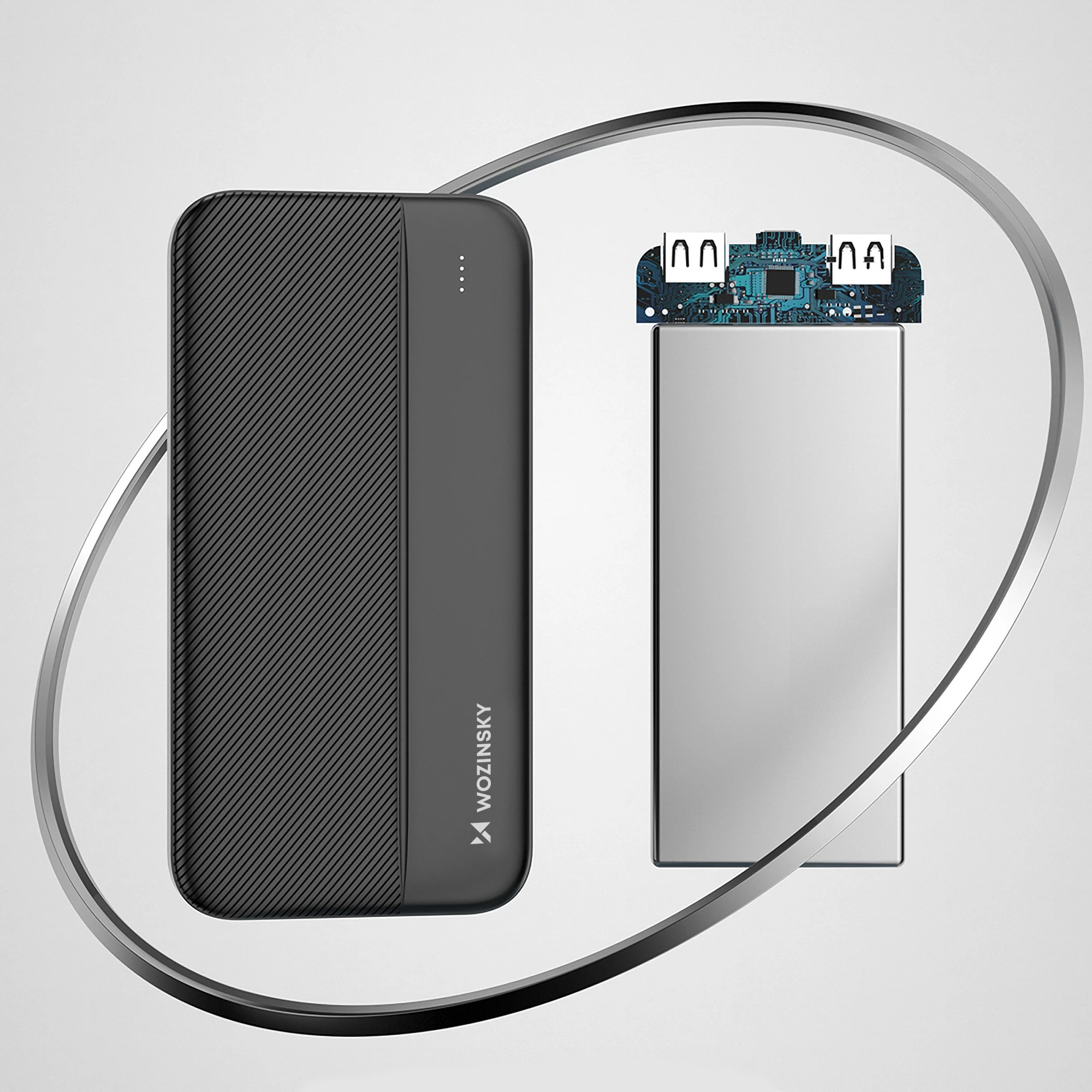 Powerbank 10000 mAh, 2x USB, črn Wozinsky WPBBK1
