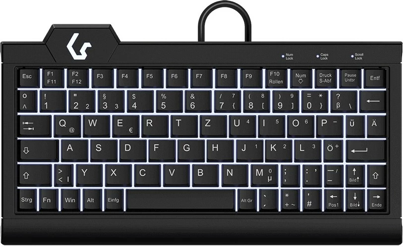 Kompaktna tipkovnica KeySonic KSK-3010ELC, z žico, LED, QWERTZ, črna