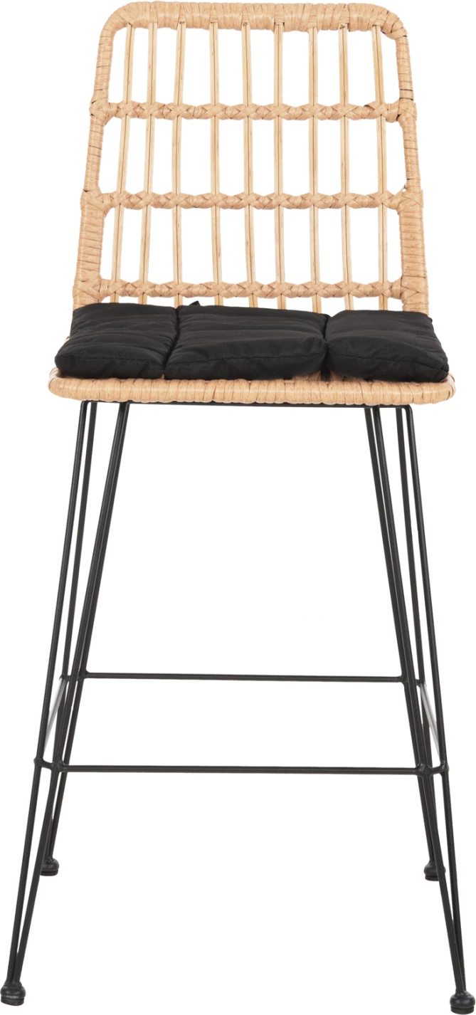 Barski stol srednje višine ALLEGRA FH5643.11 kovina in blazina črna-pletena bež 50x55x103H cm