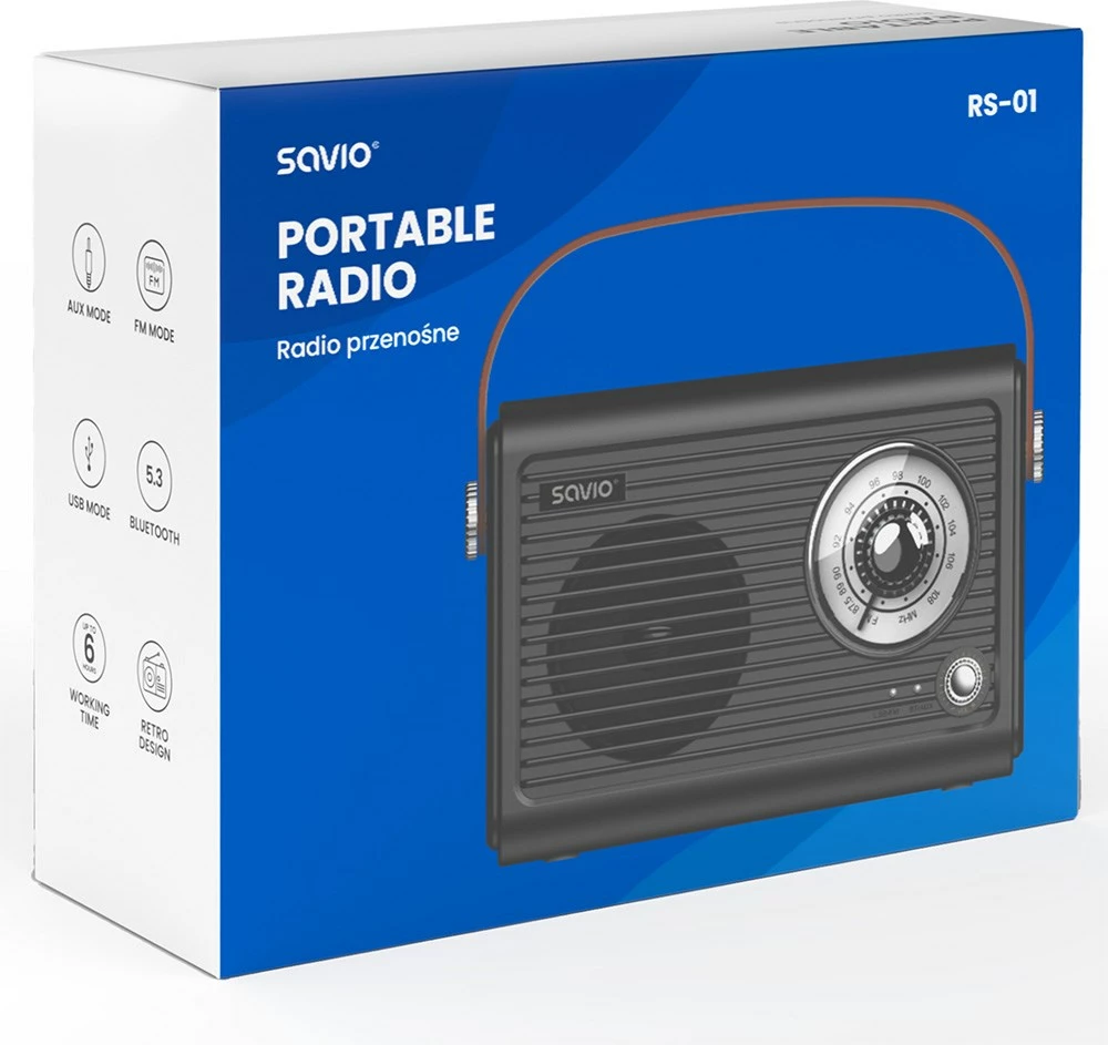 Prenosni radio Savio RS-01, FM, USB, črn