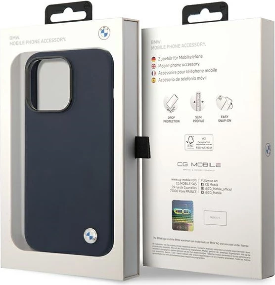 Silikonska zaščitna prevleka, BMW BMHMP14XSILNA za iPhone 14 Pro Max 6,7", MagSafe, mornarsko modra