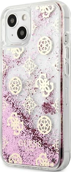 Ovitek za telefon Guess Peony Liquid Glitter za iPhone 13 mini 5,4", roza