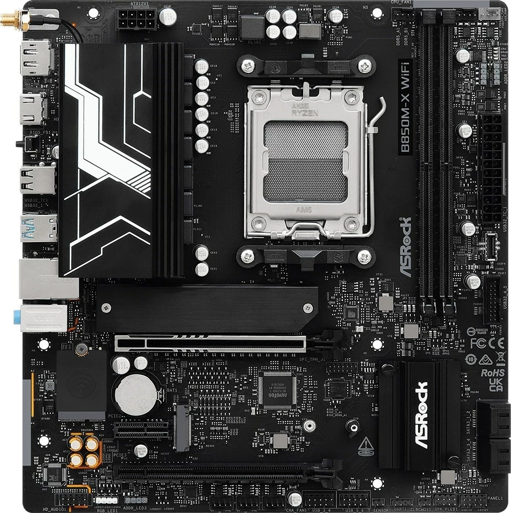 Micro ATX matična plošča, Asrock B850M-X WiFi R2, Socket AM5, črna
