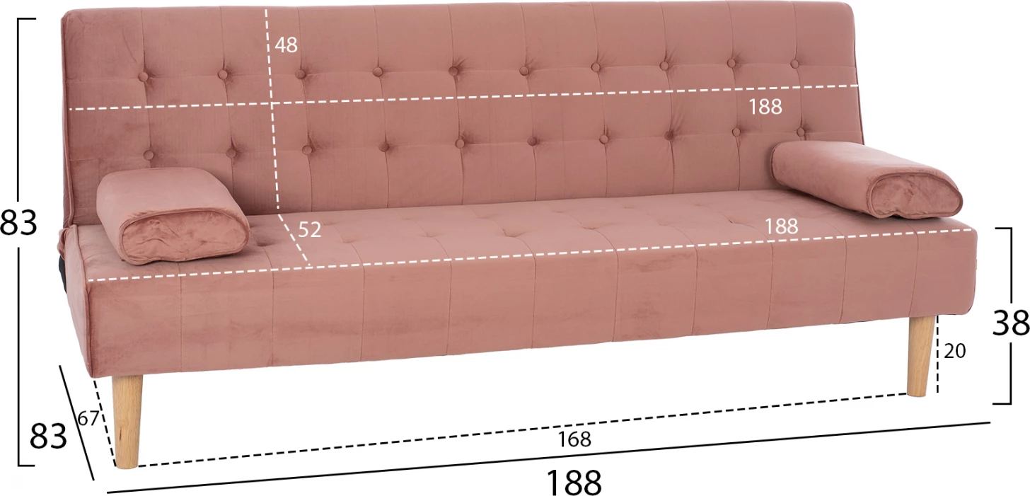 Sedežna garnitura WANDA FH3149.12 s prašno roza žametom 188X83X83Y cm