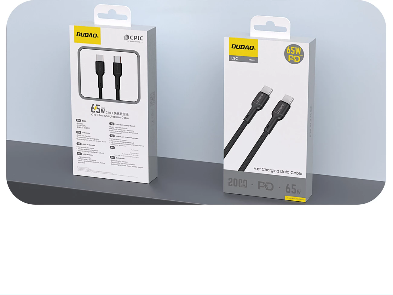 Kabel USB-C na USB-C Dudao L9C, 1 m, 65W, črn