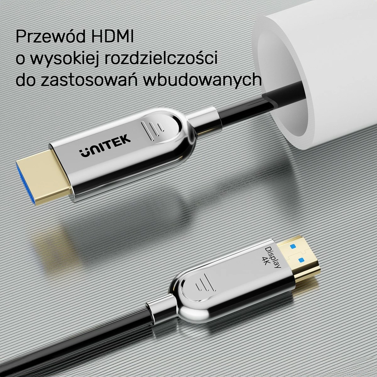 Optični HDMI kabel Unitek 2.0 AOC 4K 60Hz 60 m, srebrno-črn