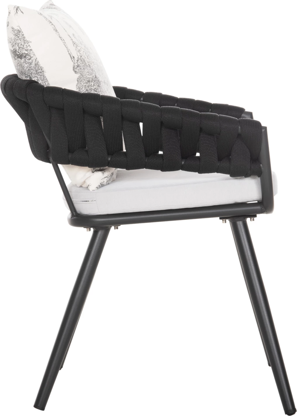 Aluminijasti naslanjač CAMDEN FH6141.01 z blazino na hrbtu v ecru barvi z vzorcem - antracit 56x60x72-87Hcm