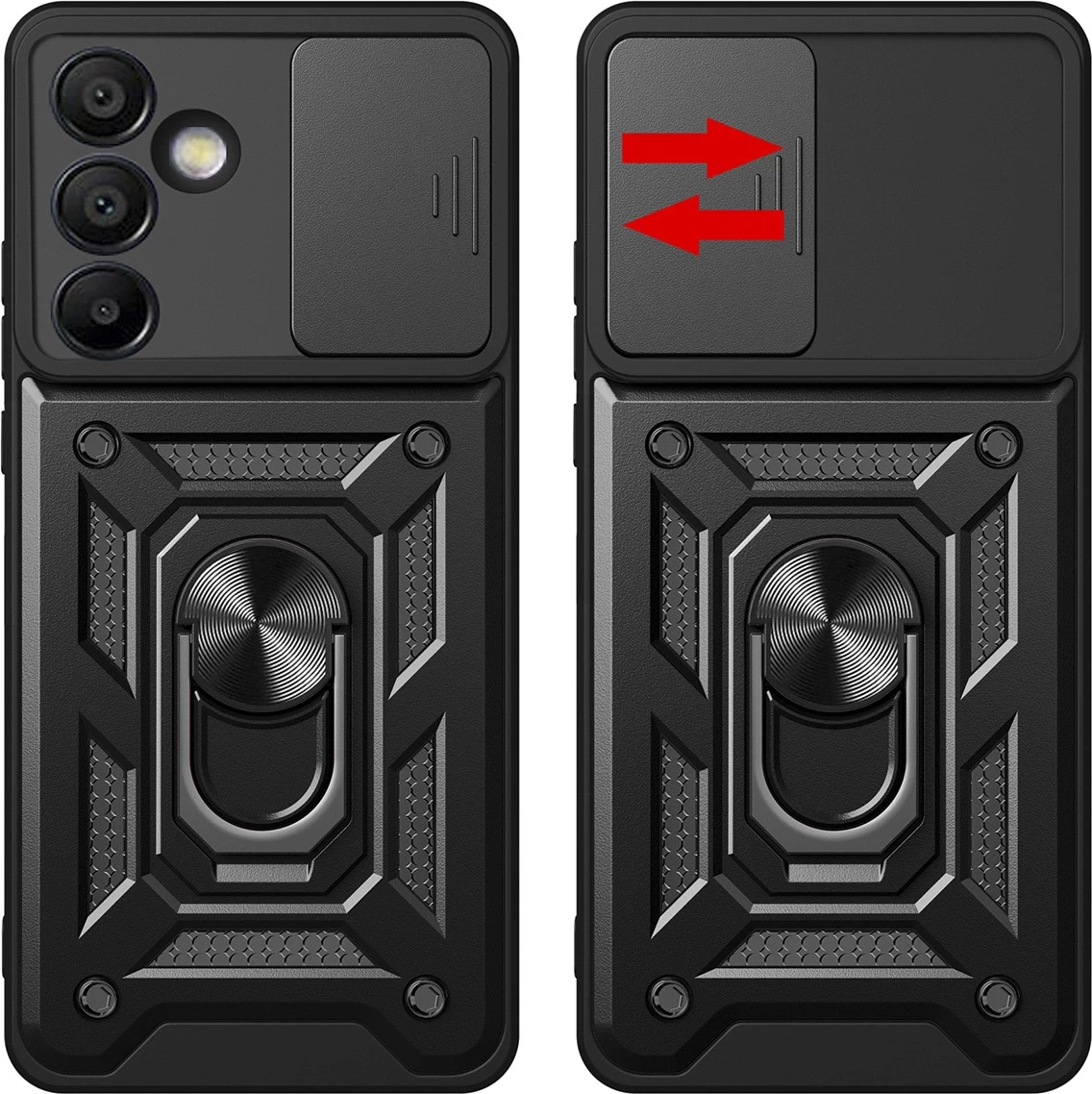 Ovitek z zaščito kamere Hurtel Hybrid Armor Camshield za Samsung Galaxy A56, črn