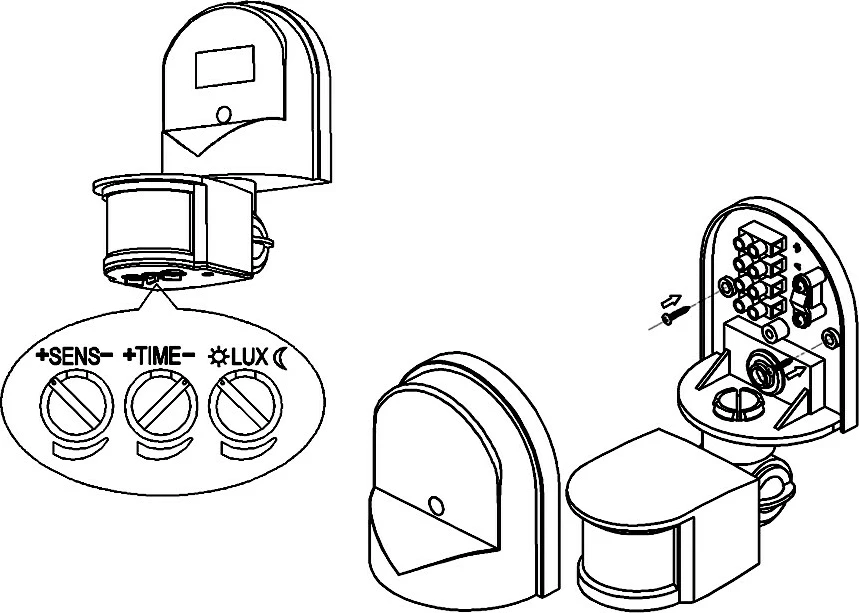 Senzor gibanja in mraka Maclean MCE25GR, 180°, 5–12 m, IP44, črn