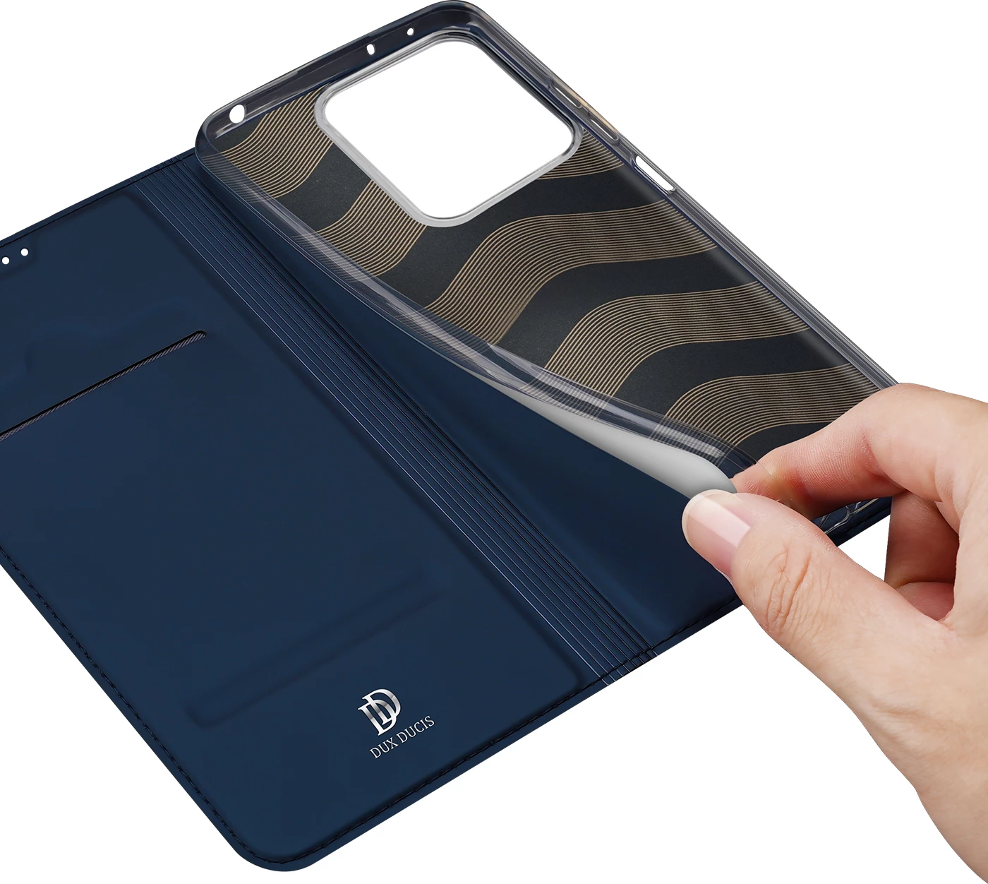 Ovitek za telefon z zapiralom in žepom za kartice, moder, Dux Ducis Skin Pro za Xiaomi Redmi Note 13 5G