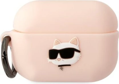 Silikonska zaščitna prevleka za AirPods Pro 2, Karl Lagerfeld KLAP2RUNCHP, rožnata