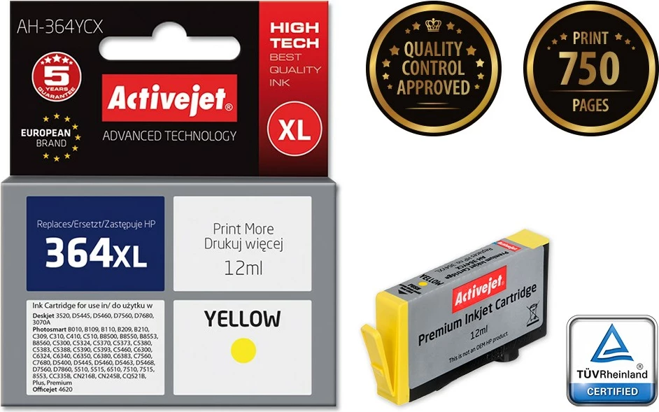 Zamenjalna barva AH-364YCX za tiskalnik HP, rumena