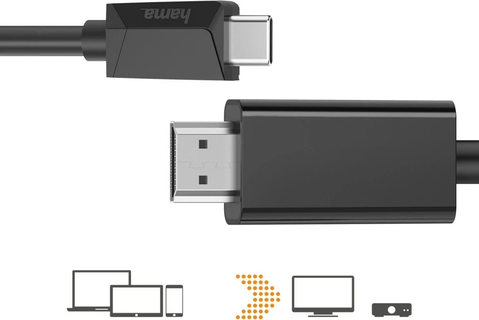 USB-C na HDMI kabel Hama 200719, 3 m, črn