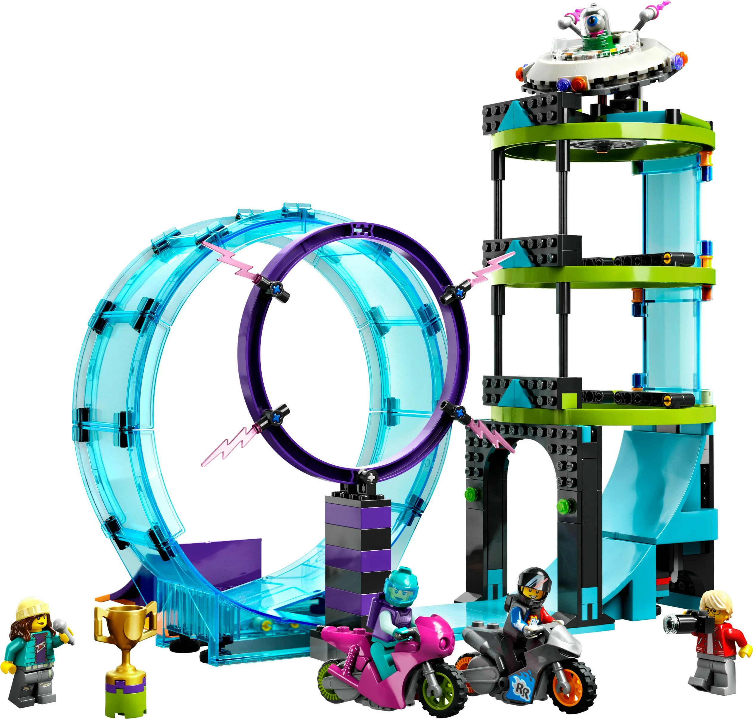 Set gradnje Ultimate Stunt Riders Challenge, LEGO City, 385 kosov, večbarven