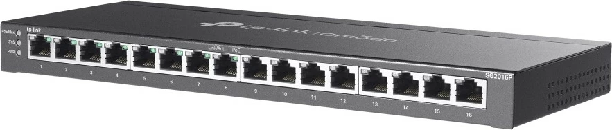 16-portni Gigabitni pametni stikalnik z 8 PoE+ vrati, TP-Link Omada, upravljan, L2/L2+, Gigabit Ethernet (10/100/1000), za montažo v rack