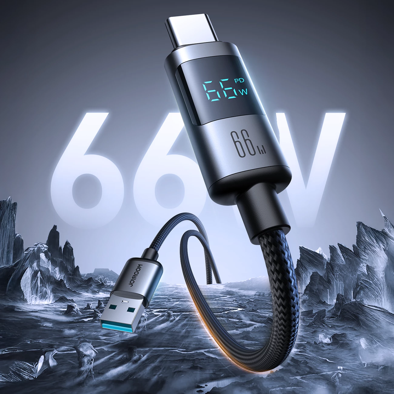 Prikazovalna kabl Joyroom S-A16 Pro Prism Series USB-A v USB-C, 1,2 m, 66W, črn