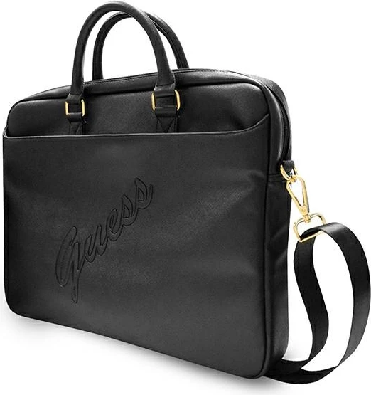 Torba za prenosnik Saffiano Script, Guess, do 16", črna