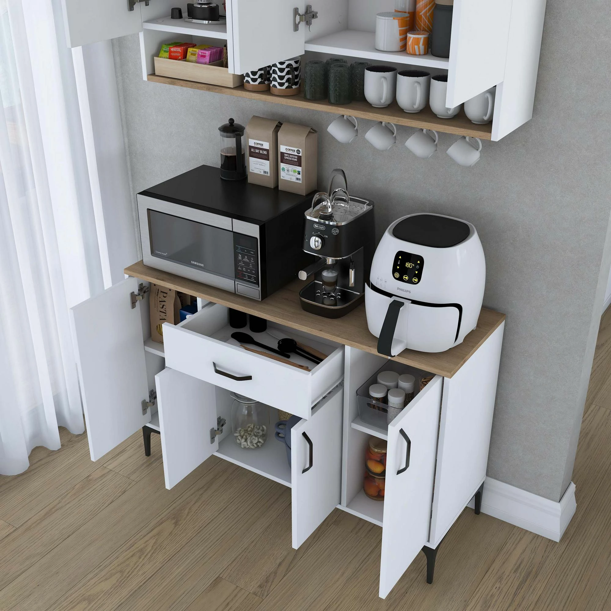 Stojalo za kavo Skye Decor, barva oreh in bela, JE203 - 3822