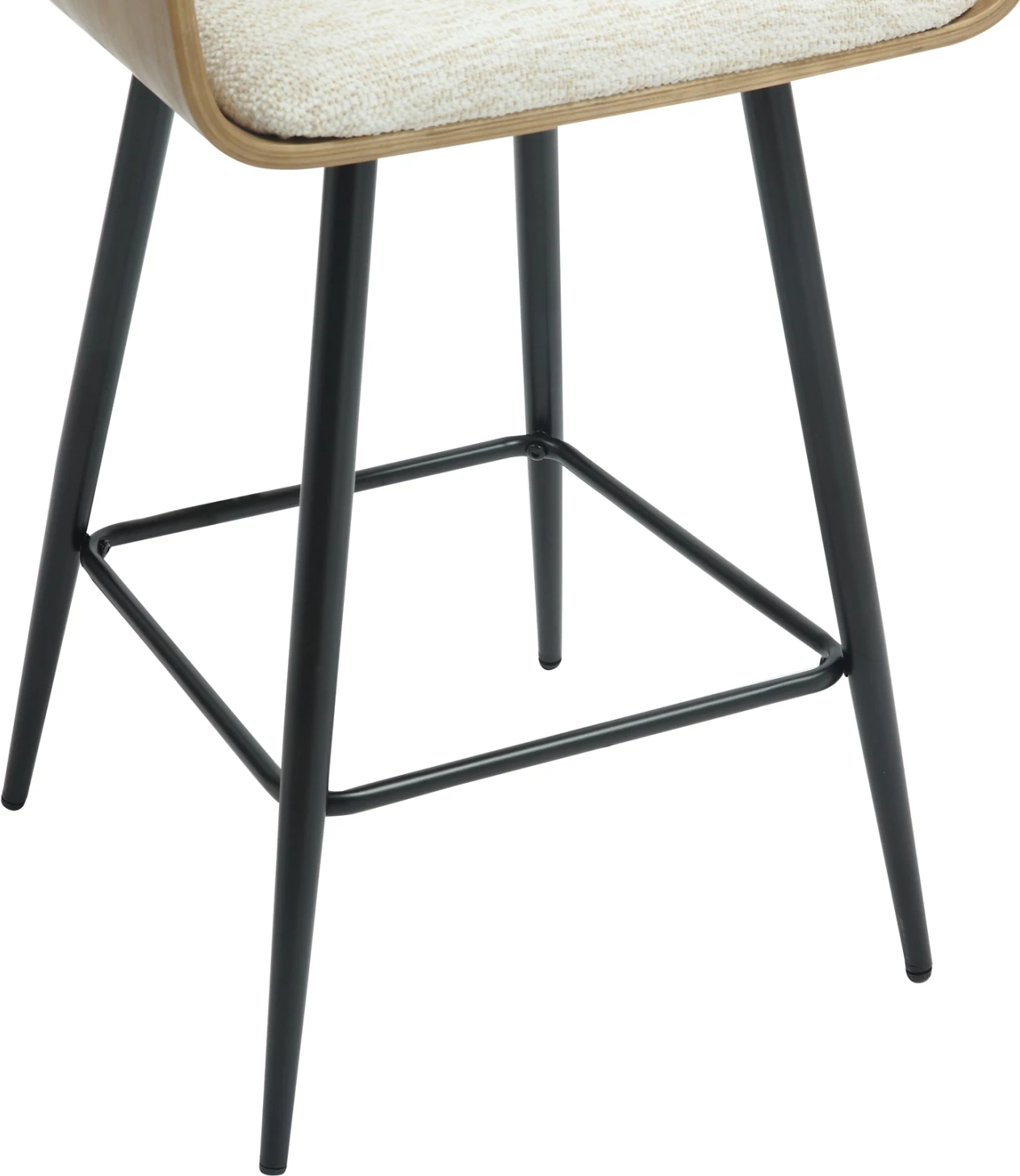 Barski stol srednje višine CLIPP FH9987.02 črne kovinske noge-ecru tkanina 57,5x53x98Hcm, set 2 kosov