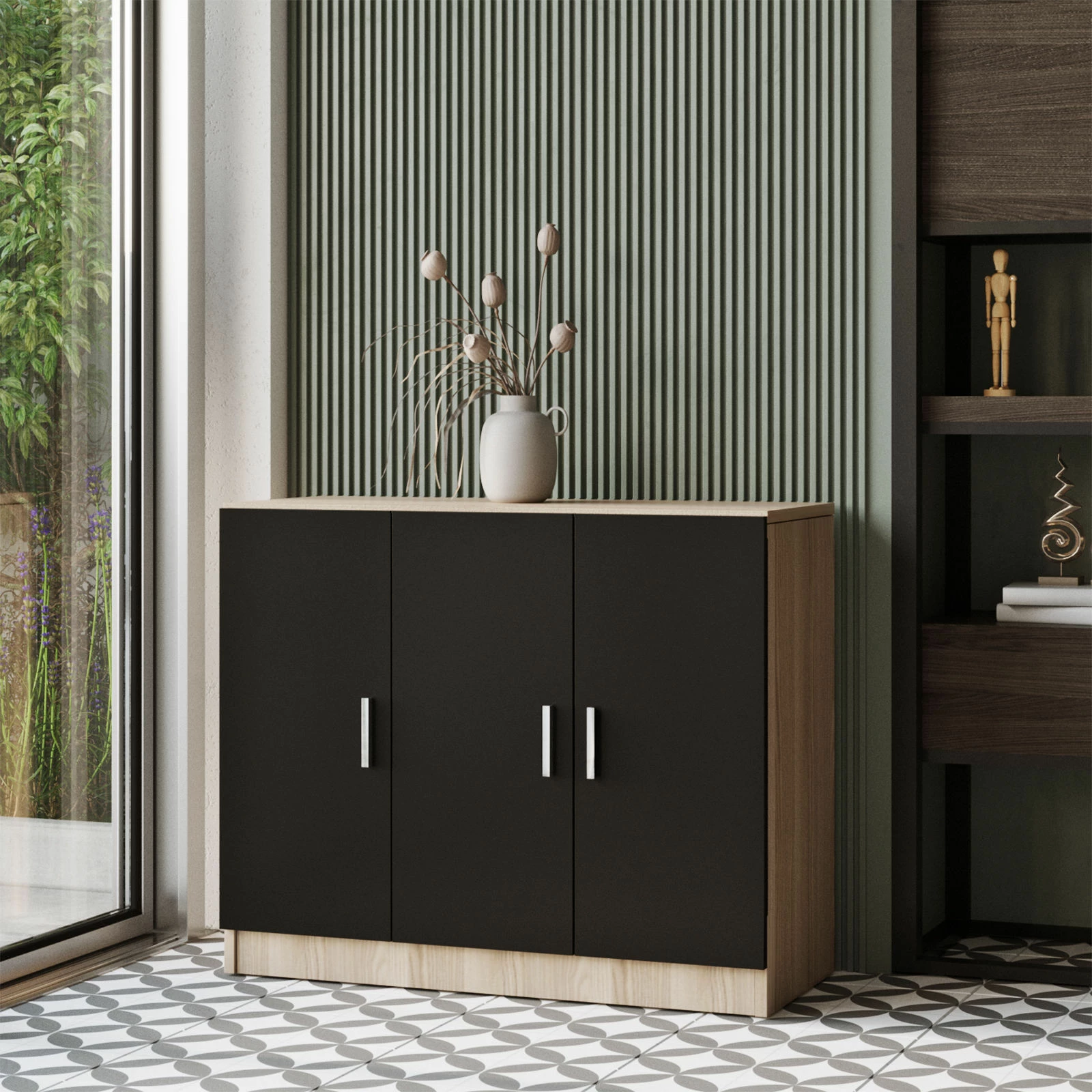 Set pisarniškega pohištva Hanah Home Vo16-Ob, hrast/črn