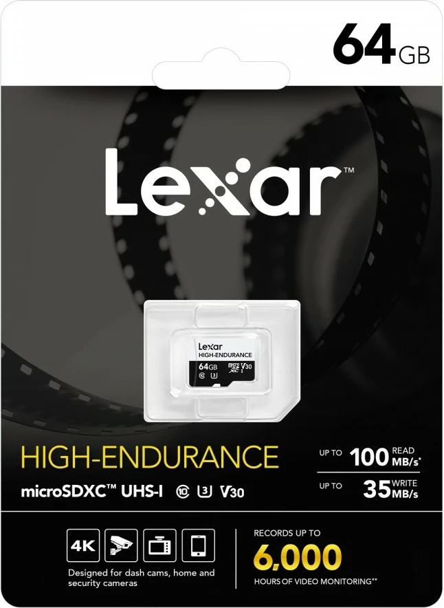 Visokozmogljiva kartica microSD Lexar High Endurance 64GB, SDXC, UHS-I, V30