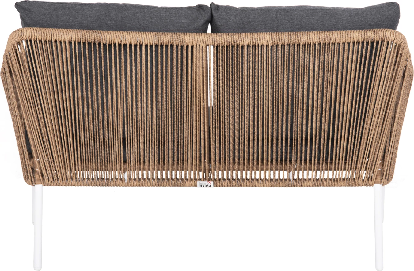 Zunanja dvosedna sedežna garnitura BAFFIN FH6054.01 aluminij bela-PE ratan bež-antracit blazine