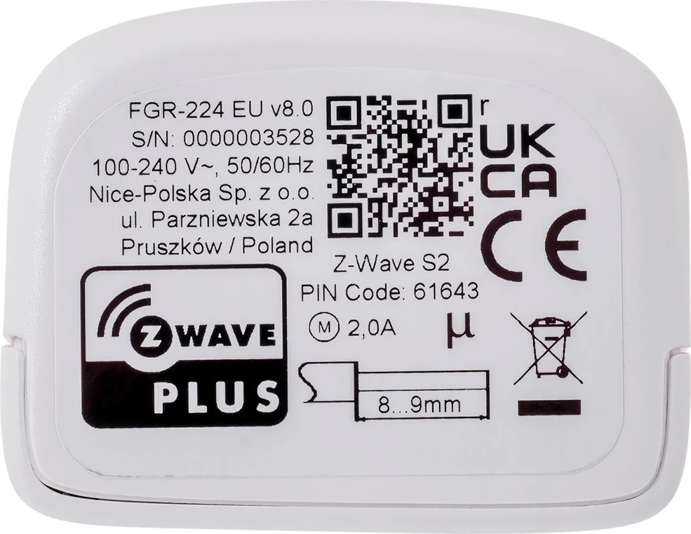 Aksesor za upravljanje rolet in zaves Fibaro FGR-224, črn