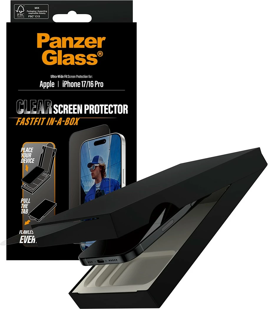 Mreža za zaščito zaslona PanzerGlass za iPhone 17 UWF, črno ohišje