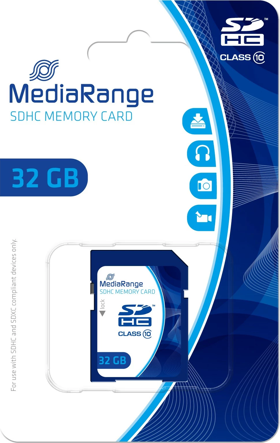 Kartica pomnilnika SDHC, 32GB, Class 10, 45MB/s, modra MediaRange MR964