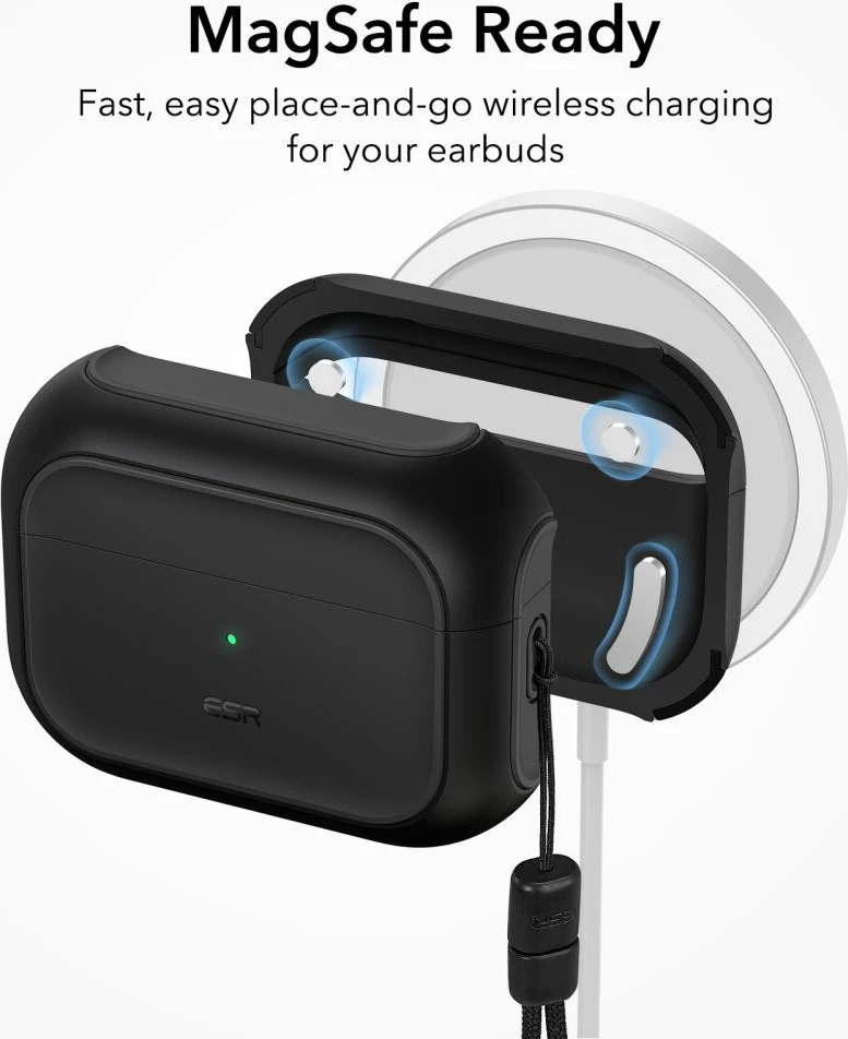 Ovitek z MagSafe za Apple AirPods Pro/Pro 2, ESR Orbit HaloLock, črn