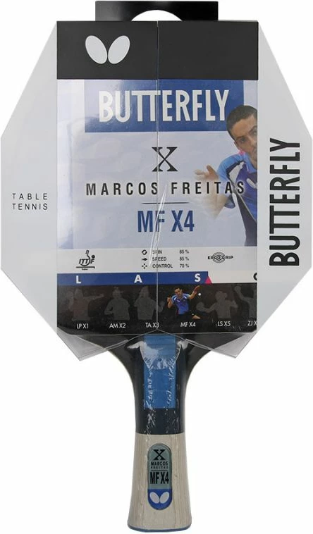 Raketa za namizni tenis Marcos Freitas Butterfly, črno-rdeča