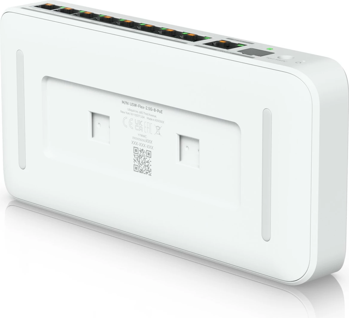 Fleksibilen 2.5G PoE preklopnik, Ubiquiti UniFi Flex, 8×2.5G, 1×10G, namizni/stenski, bel