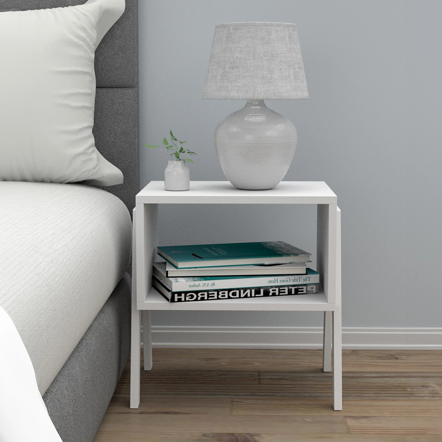 Nočna omarica JAKE FH18182.01 melamin v beli barvi 48x35x49Hcm