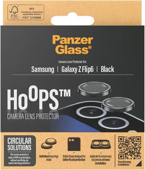Zaščita kamere PanzerGlass Hoops za Samsung Galaxy Z Flip 6, črna