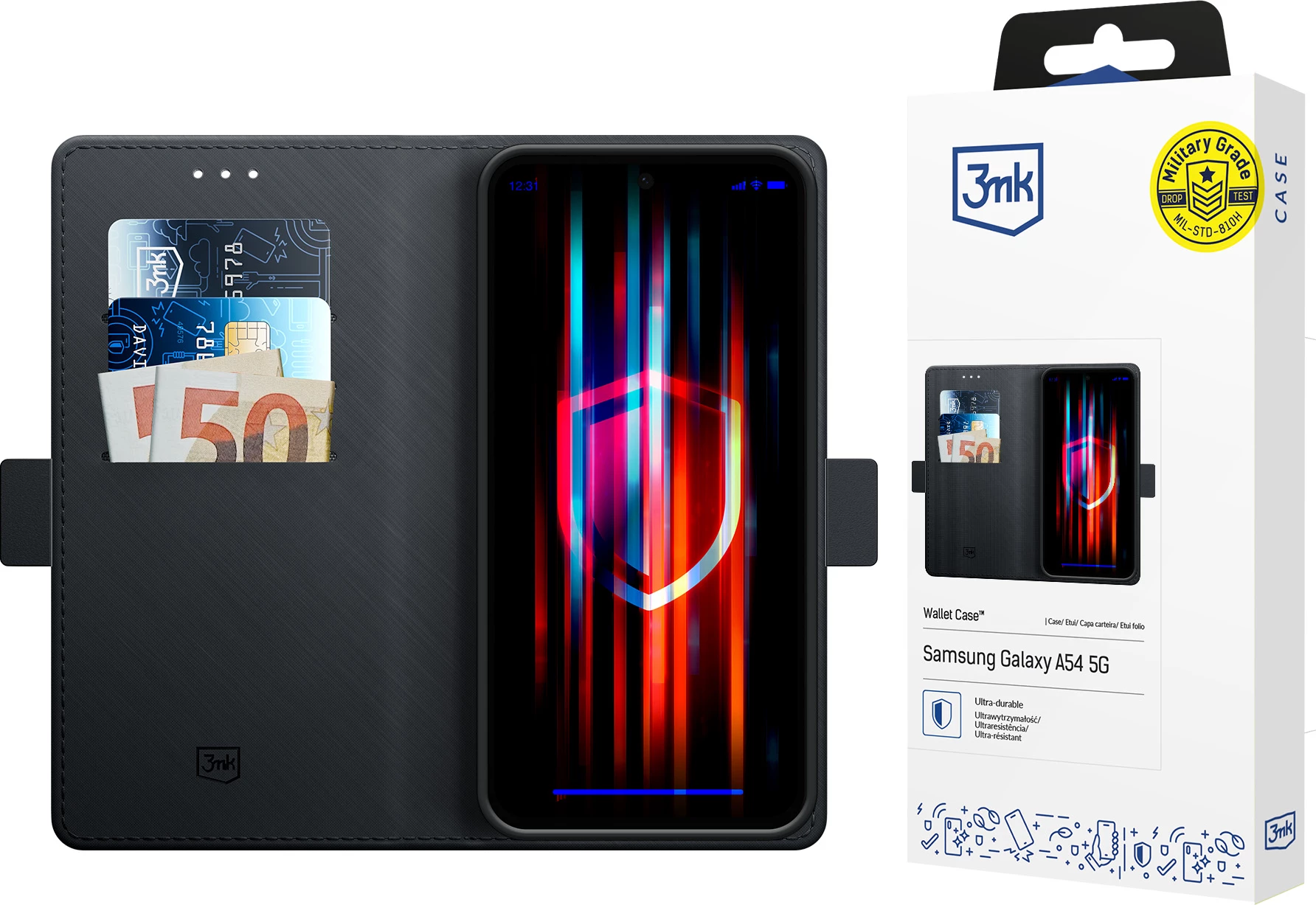 Ovitek z denarnico 3mk za Samsung Galaxy A54 5G, črn