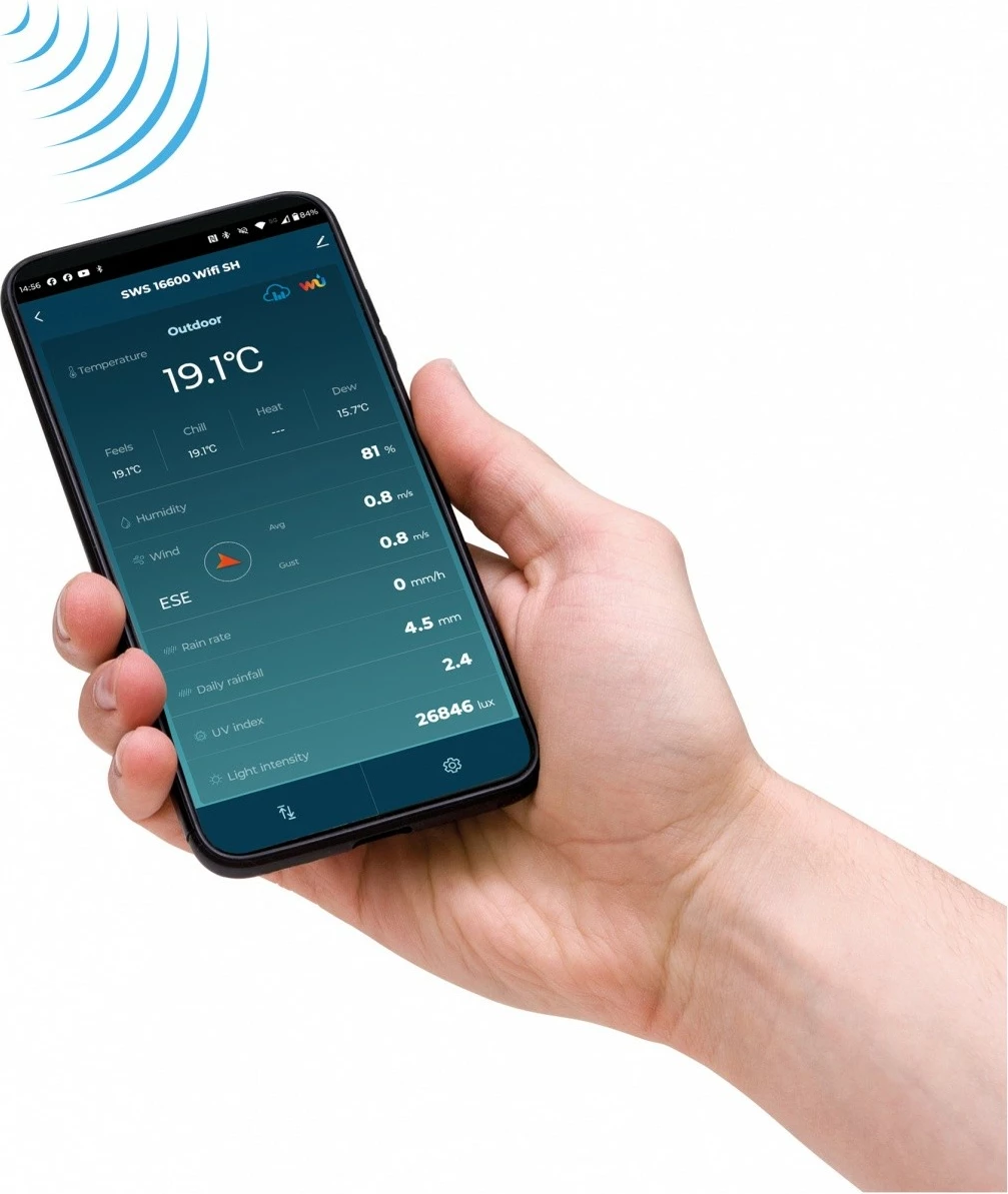 Pametni vremenski stolp Sencor SWS 16600 WiFi SH, 7-v-1 brezžični senzor in TH, bel