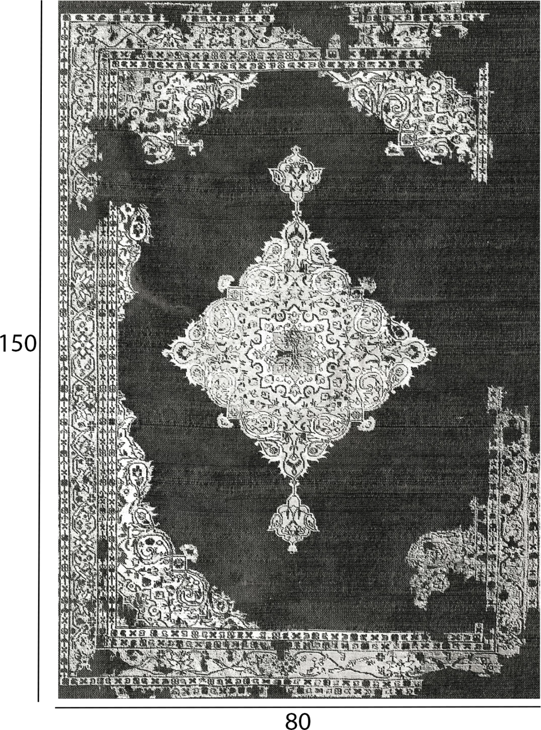 JOSIANE, FH7676.12 80X150cm, sivi vintage tepih, resice