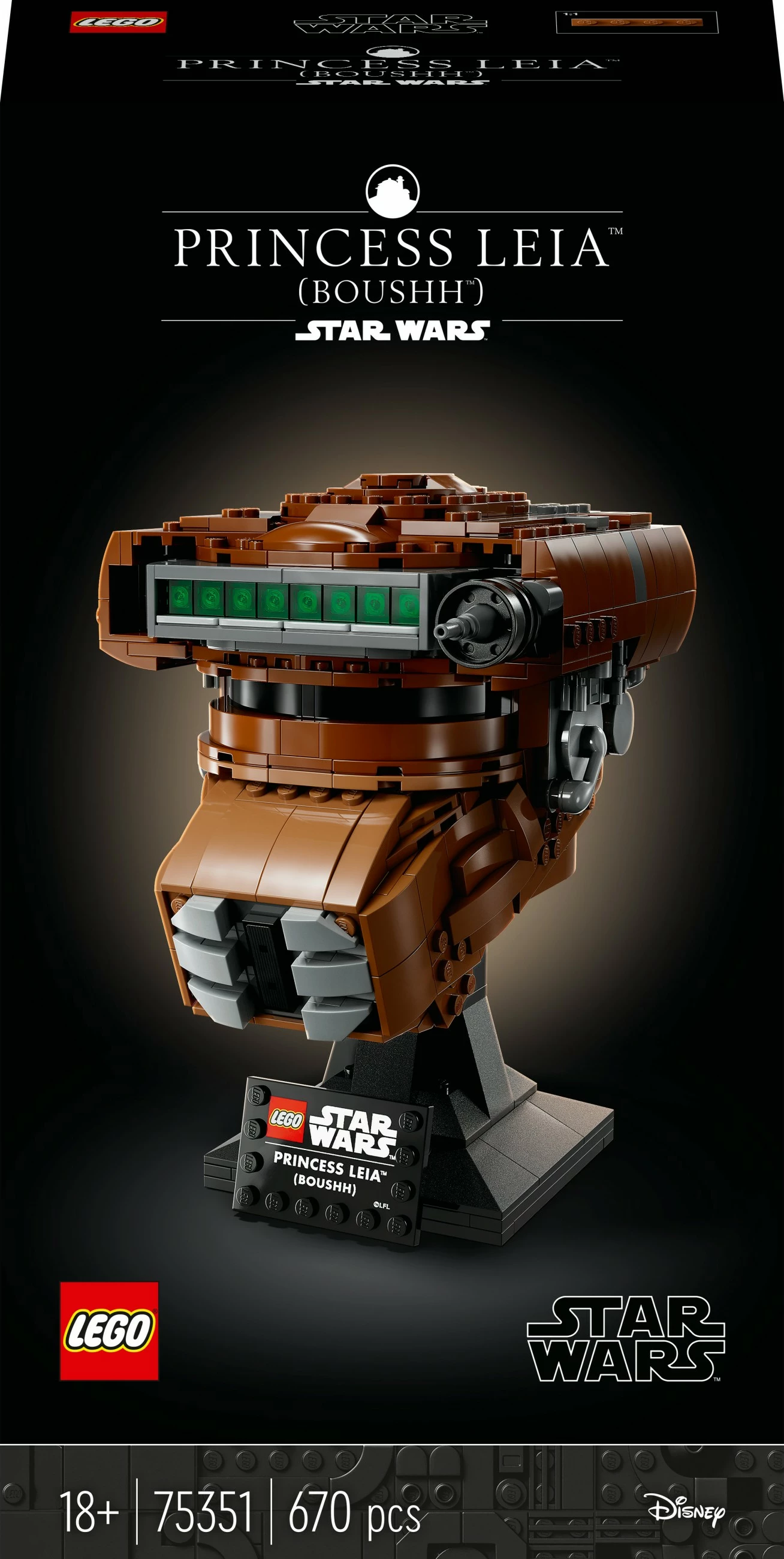 Ikonična čelada Princeske Leie (Boushh), LEGO Star Wars 75351, 670 delov, večbarvno
