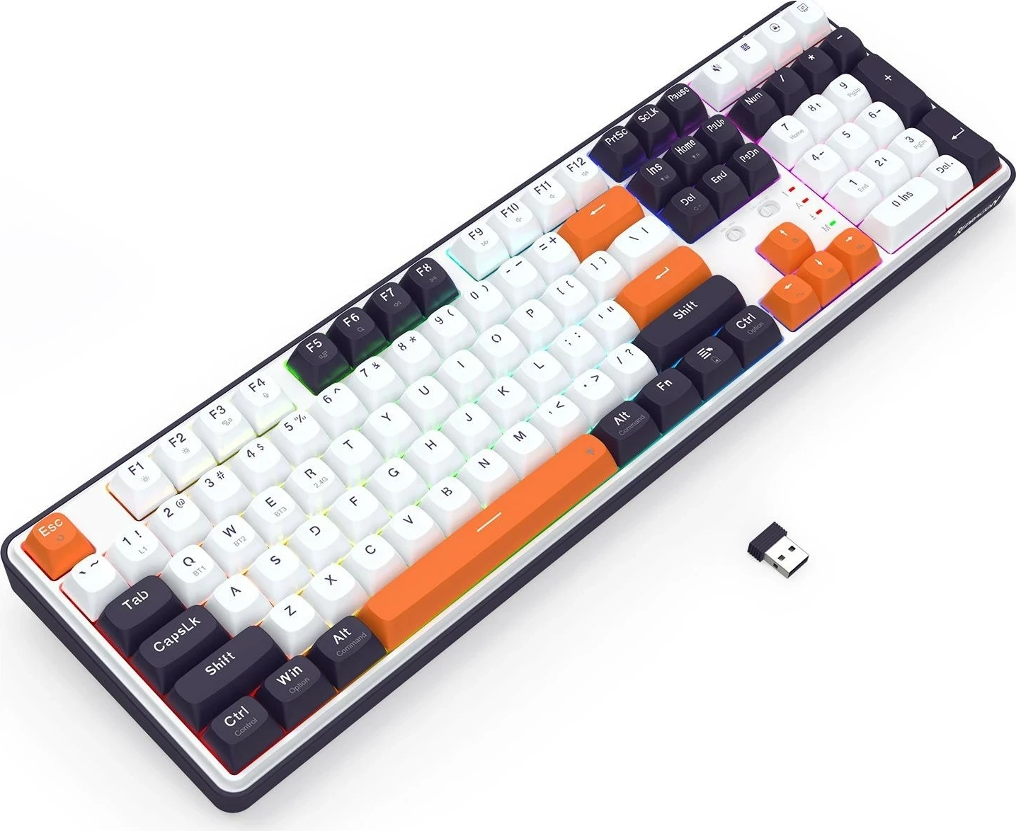 Gaming tipkovnica, Redragon K689WBO-RGB-PRO Wyvern, RGB, brezžična, bela