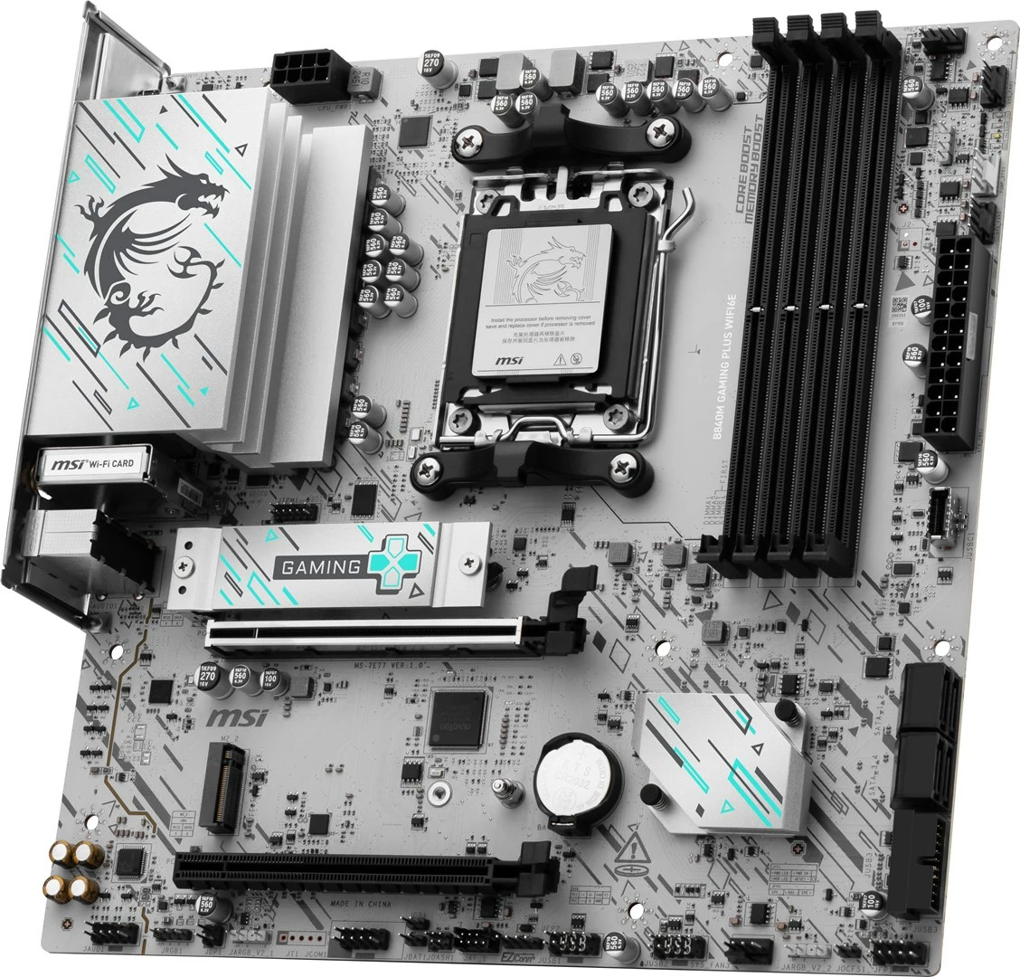Matična plošča MSI B840M GAMING PLUS WIFI6E, Socket AM5, micro ATX, bela
