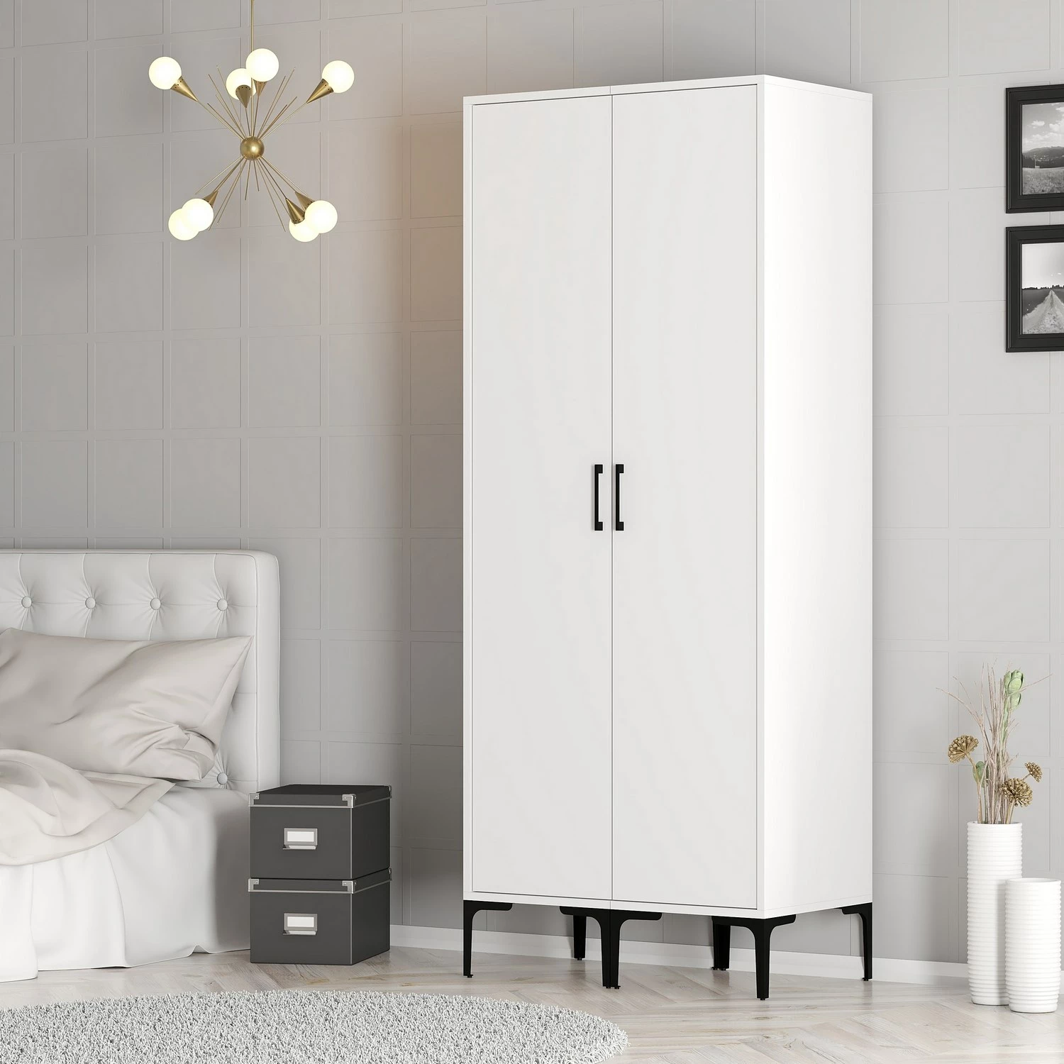 Elegantna omara za spalnico, bela, Skye Decor Kumsal SS